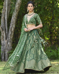 Green Banarasi Lehenga