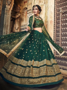 Green and Gold Lehenga