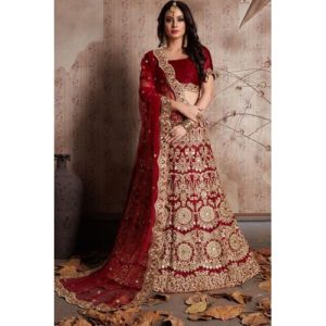 Maroon and Golden Lehenga