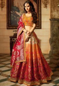 Orange Banarasi Lehenga