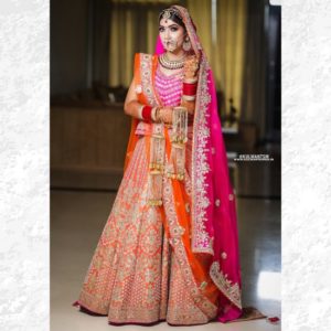 Orange Pink Bridal Lehenga