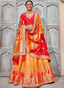 Orange Red Bridal Lehenga