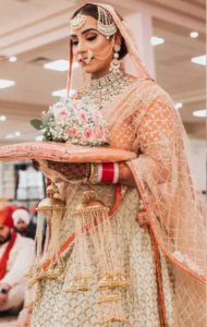 Orange and Gold Color Lehenga for Wedding