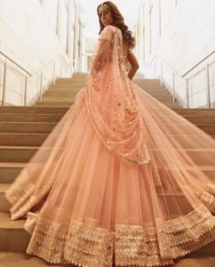 Peach and Golden Lehenga