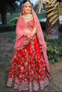 Red And Pink Bridal Lehenga