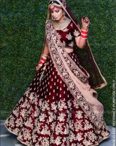 Red Wine Color Bridal Lehenga