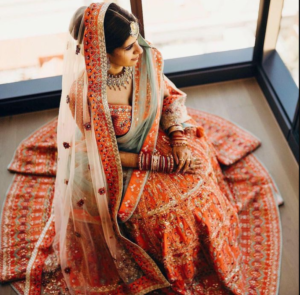 Unique Orange Color Bridal Lehenga