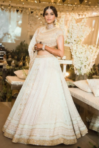 White and Gold Bridal Lehenga