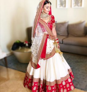 White and Maroon Bridal Lehenga