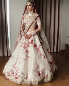 White and Red Bridal Lehenga