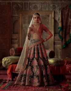 red and green lehenga bridal