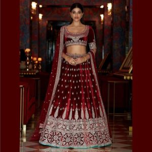 Anita Dongre Maroon Lehenga Wedding