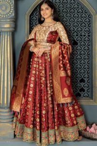 Banarasi Bridal Lehenga Maroon Color