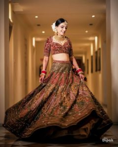 Dark Earthy Toned Lehenga with Some Other Shades 