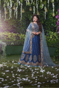 Fashionable Blue Manyavar Mohey Lehengas