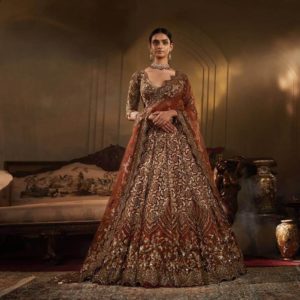 Heavily Patterned Earthy-hued Lehenga