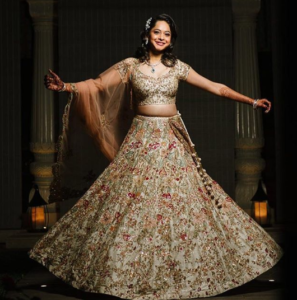 Heavy Worked Ivory Lehenga