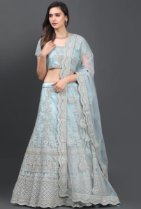 Light Blue Mohey Bridal Lehenga