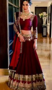 Manish Malhotra Maroon Wedding Lehenga