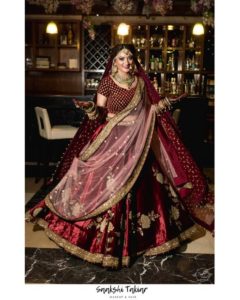 Maroon Bridal Lehenga with Double Dupatta