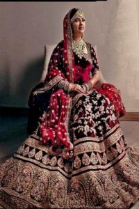 Maroon Velvet Bridal Lehenga