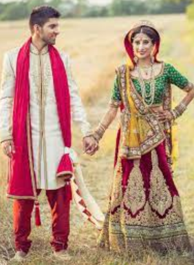 Maroon and Green Bridal Lehenga