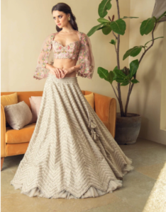 Organza Ivory Wedding Lehenga