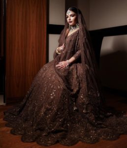 Oxen Charcoal Brown Lehenga