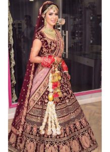 Peach and Maroon Bridal Lehenga