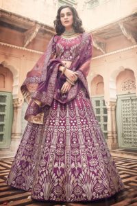 Purple Gota Work Bridal Lehenga