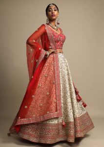 Red and Ivory Lehenga