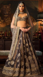 Sabyasachi's Embroidered Silk Brown Lehenga