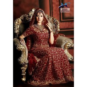 Stylish Bridal Lehenga Maroon Color