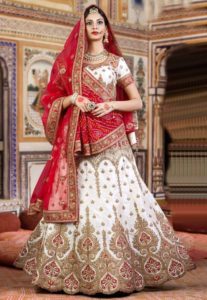 White and Maroon Bridal Lehenga