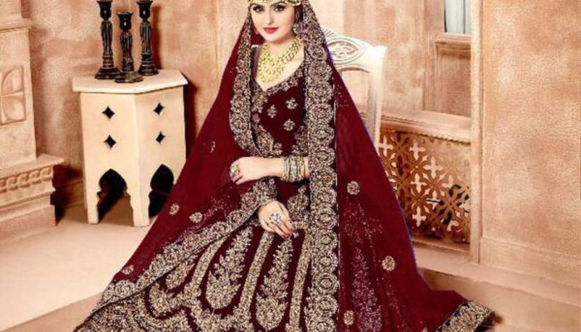 maroon wedding lehenga