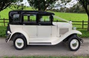 vintage car wedding entry