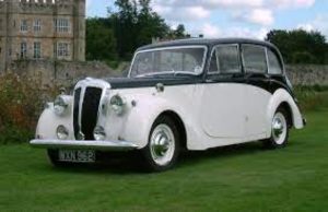 vintage car wedding entry