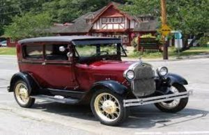 vintage car wedding entry