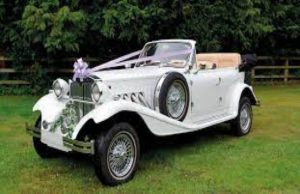 vintage car wedding entry