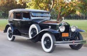 vintage car wedding entry