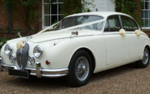 vintage car wedding entry