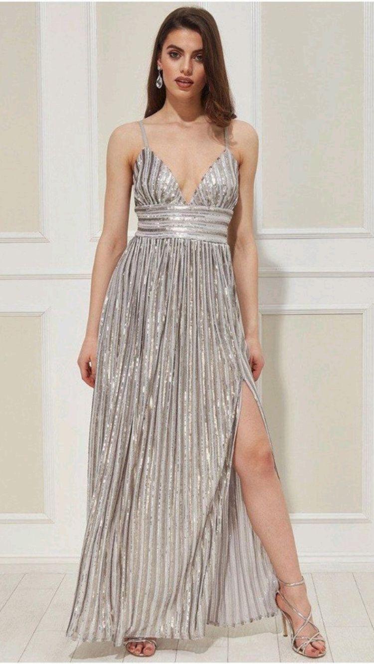 Scintillation Silver Dress Bridesmaid Outfit