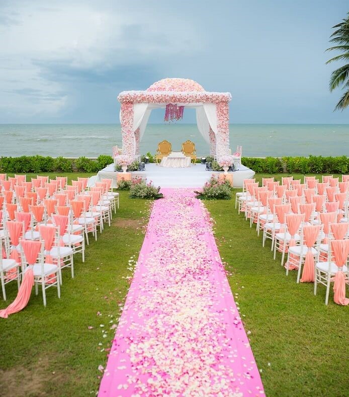 aisle wedding flower decoration