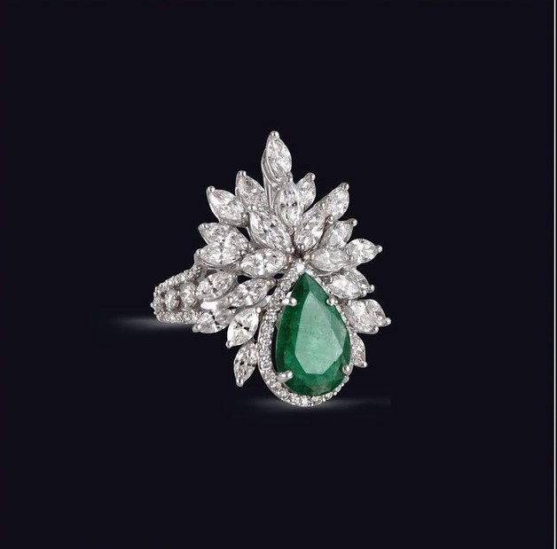 emerald drop rose gold with marquise diamonds