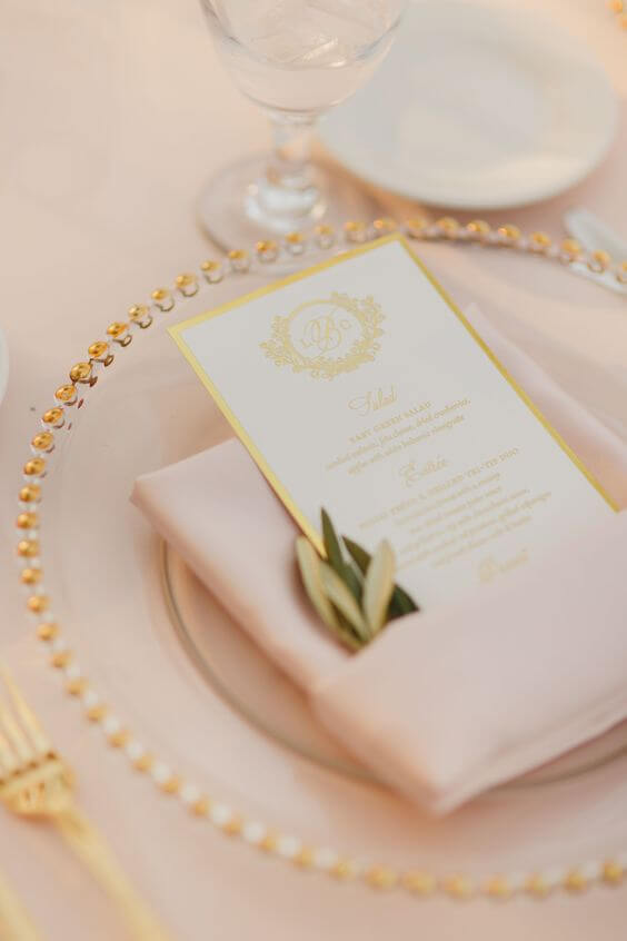 foil gold and champagne theme wedding colors