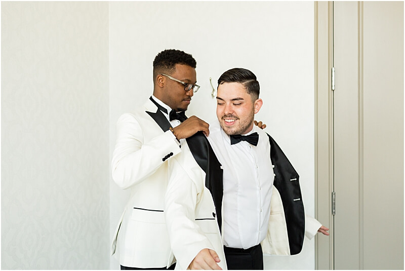 getting ready Gay Wedding Photoshoot