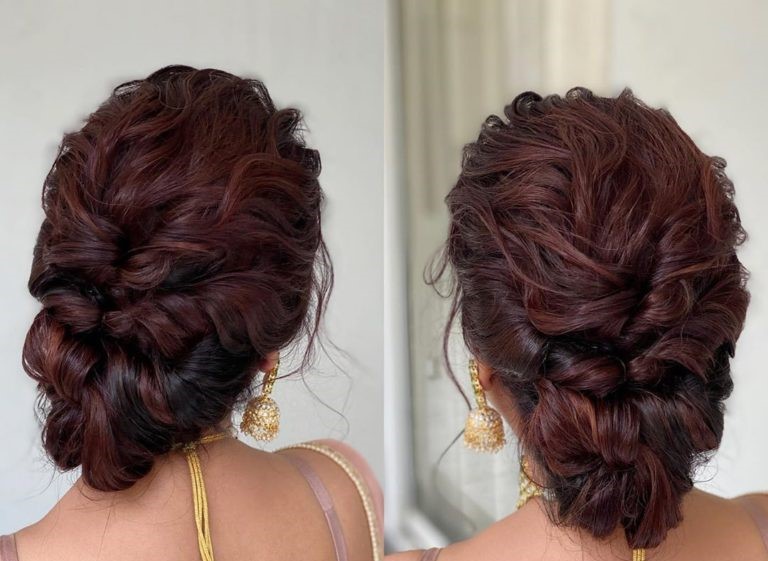 layered curls Bridal Bun Hairstyles