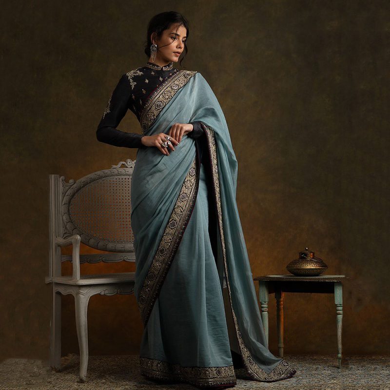 grey Designer Wedding Sarees