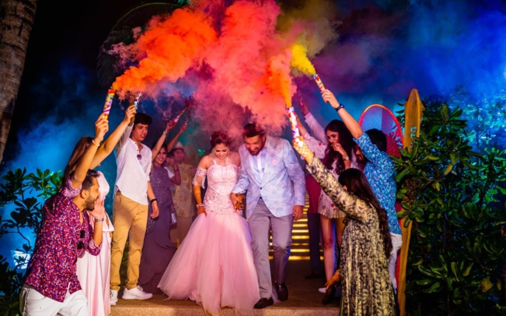 smoke bomb for wedding reception entry ideas 