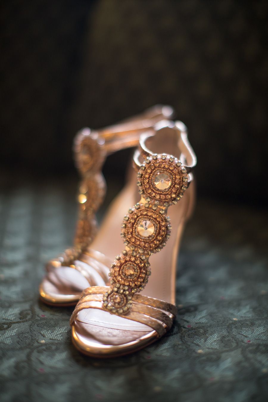 vintage strapped wedding shoes for the bride